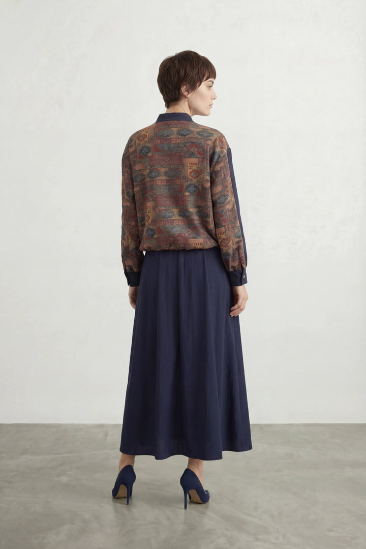 Etnik Desenli Paraşüt Kumaş Takım Lacivert