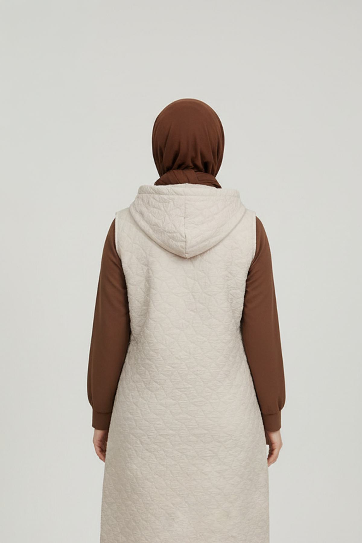 Kapüşonlu Kapitone Kumaş Yelek Taş