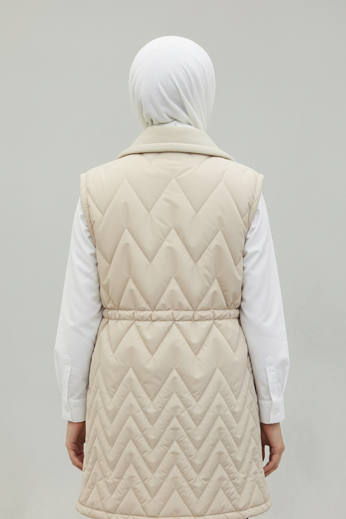 Premium Kaşe Detaylı Yelek Bej