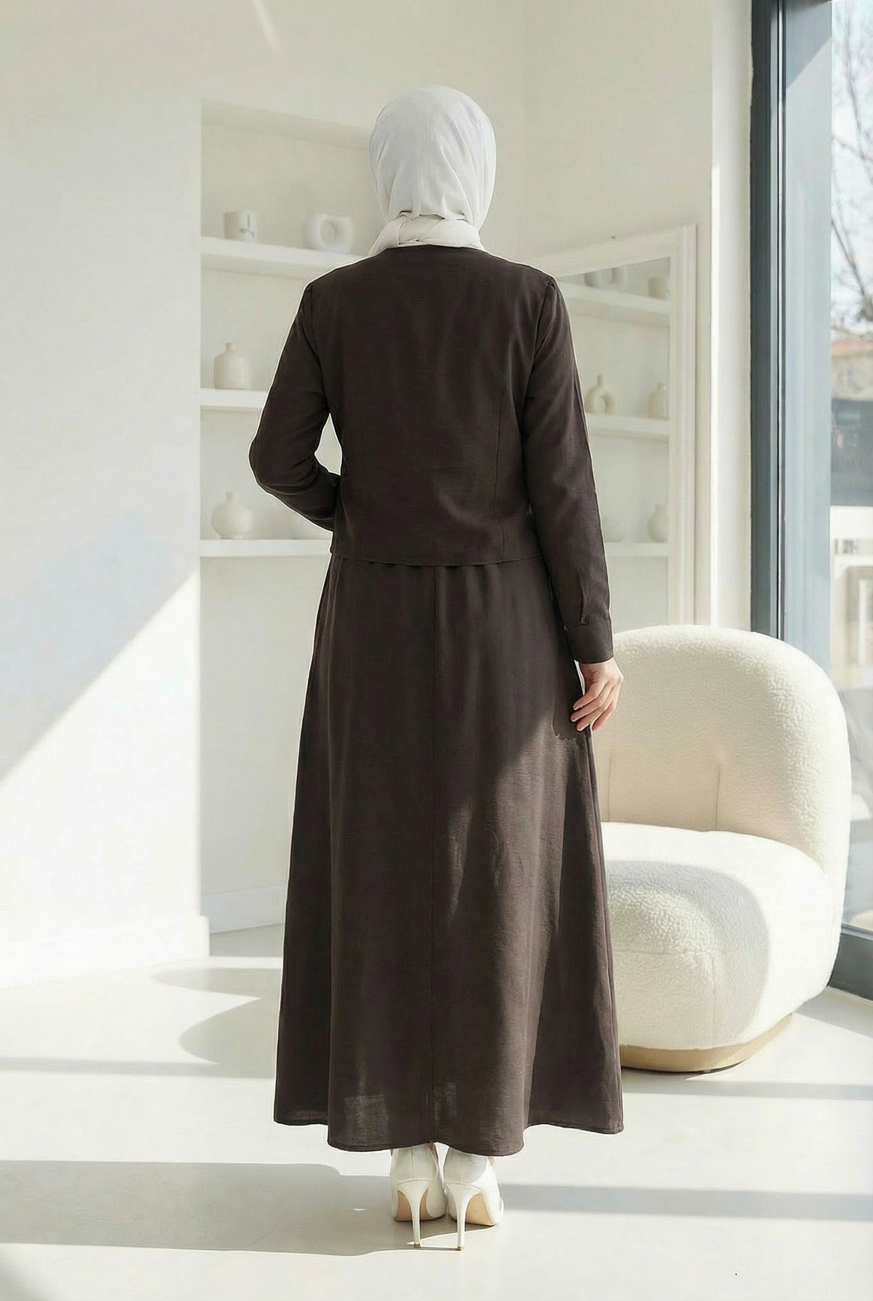 Ceket Elbise Takım Kahverengi