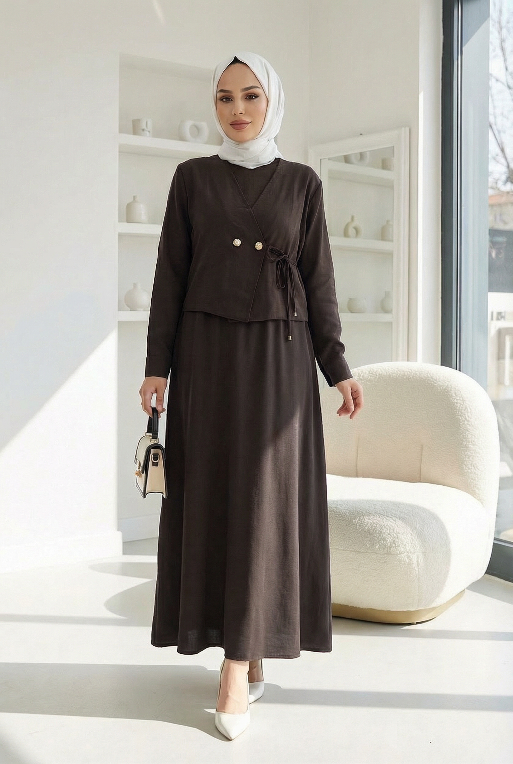 Ceket Elbise Takım Kahverengi