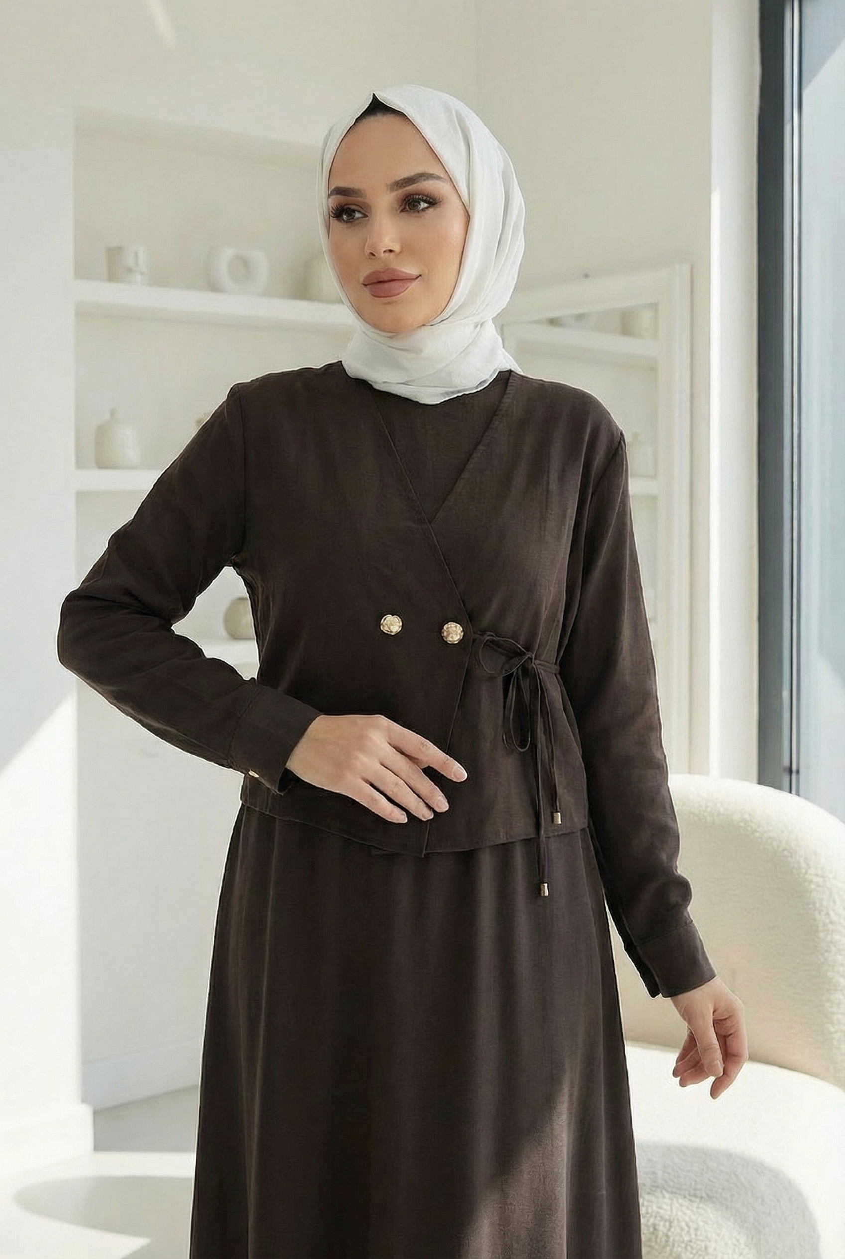 Ceket Elbise Takım Kahverengi