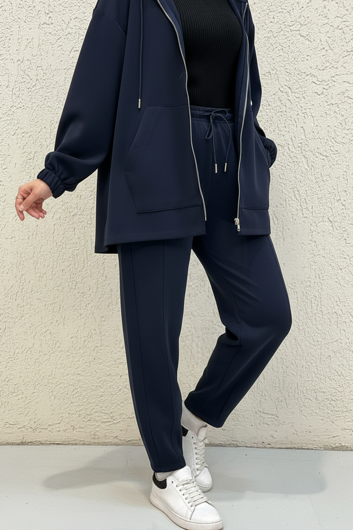 Fermuarlı Oysho Kumaş Spor Takım Lacivert