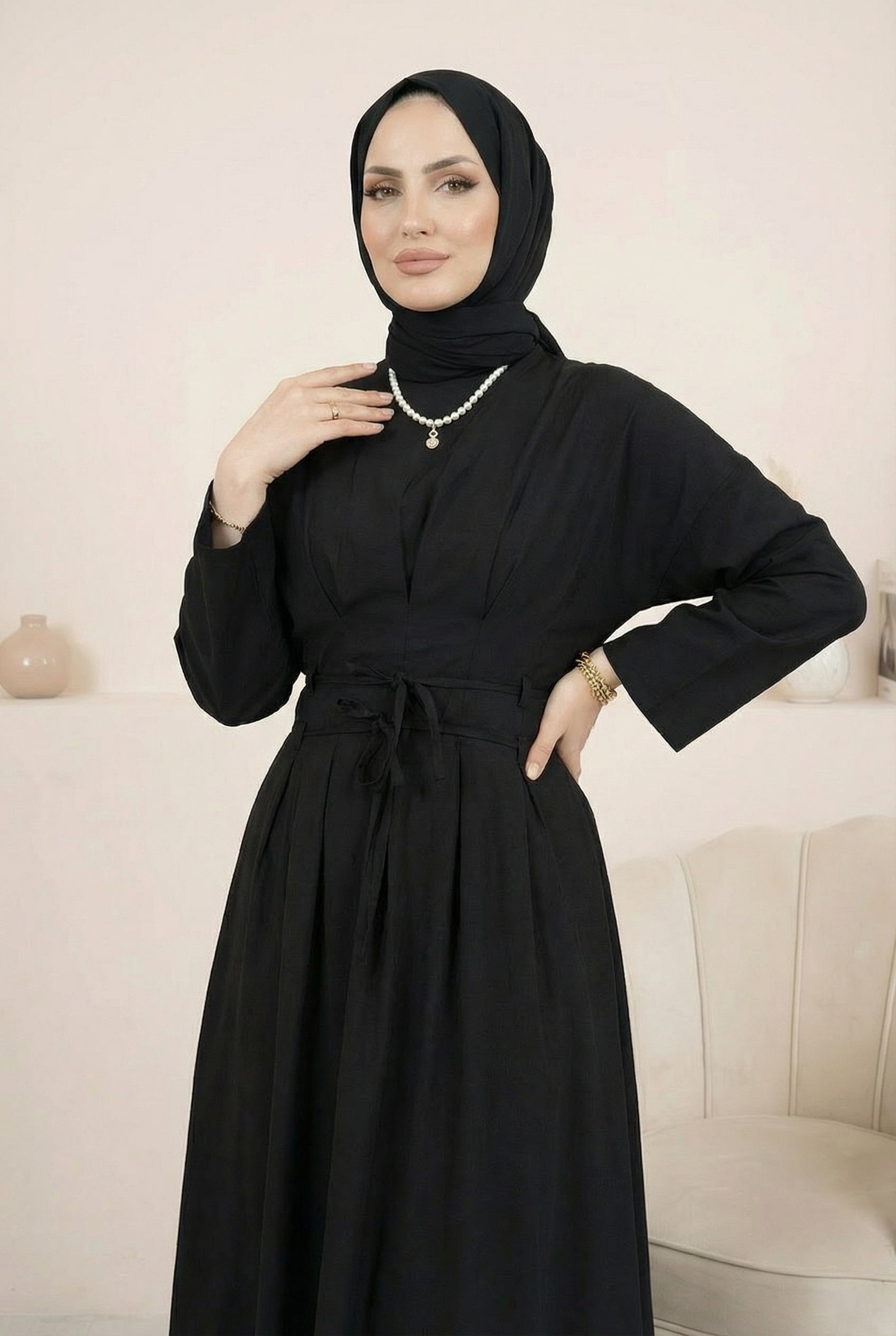 Beli İpli Elbise Siyah