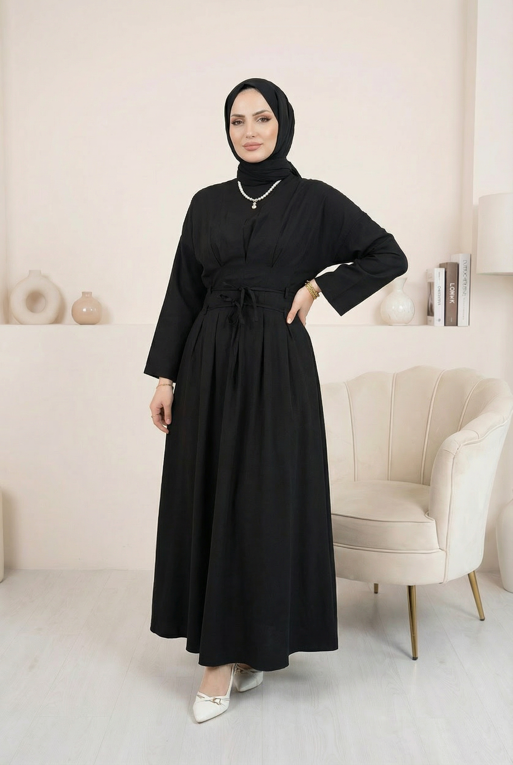 Beli İpli Elbise Siyah