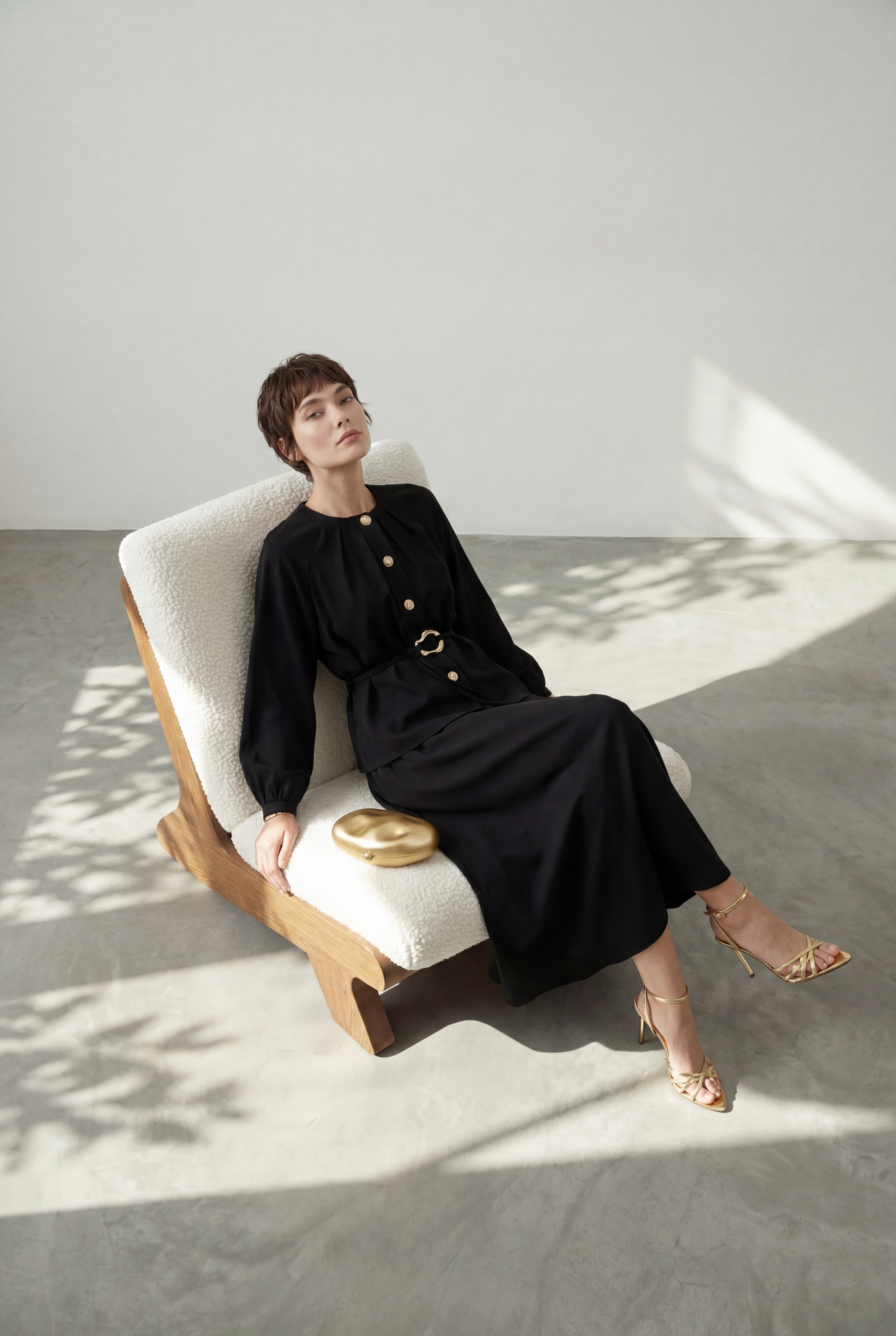 Etekli Tensel Kumaş Takım Siyah