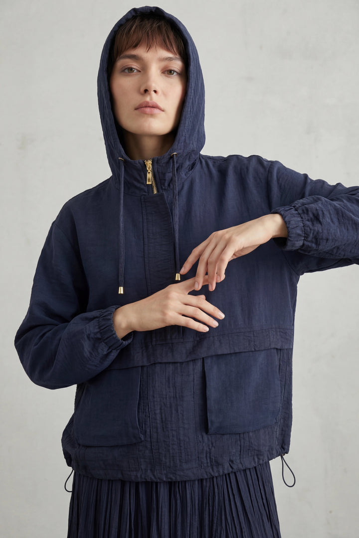 Torba Cepli Kapüşonlu Etekli Takım Lacivert