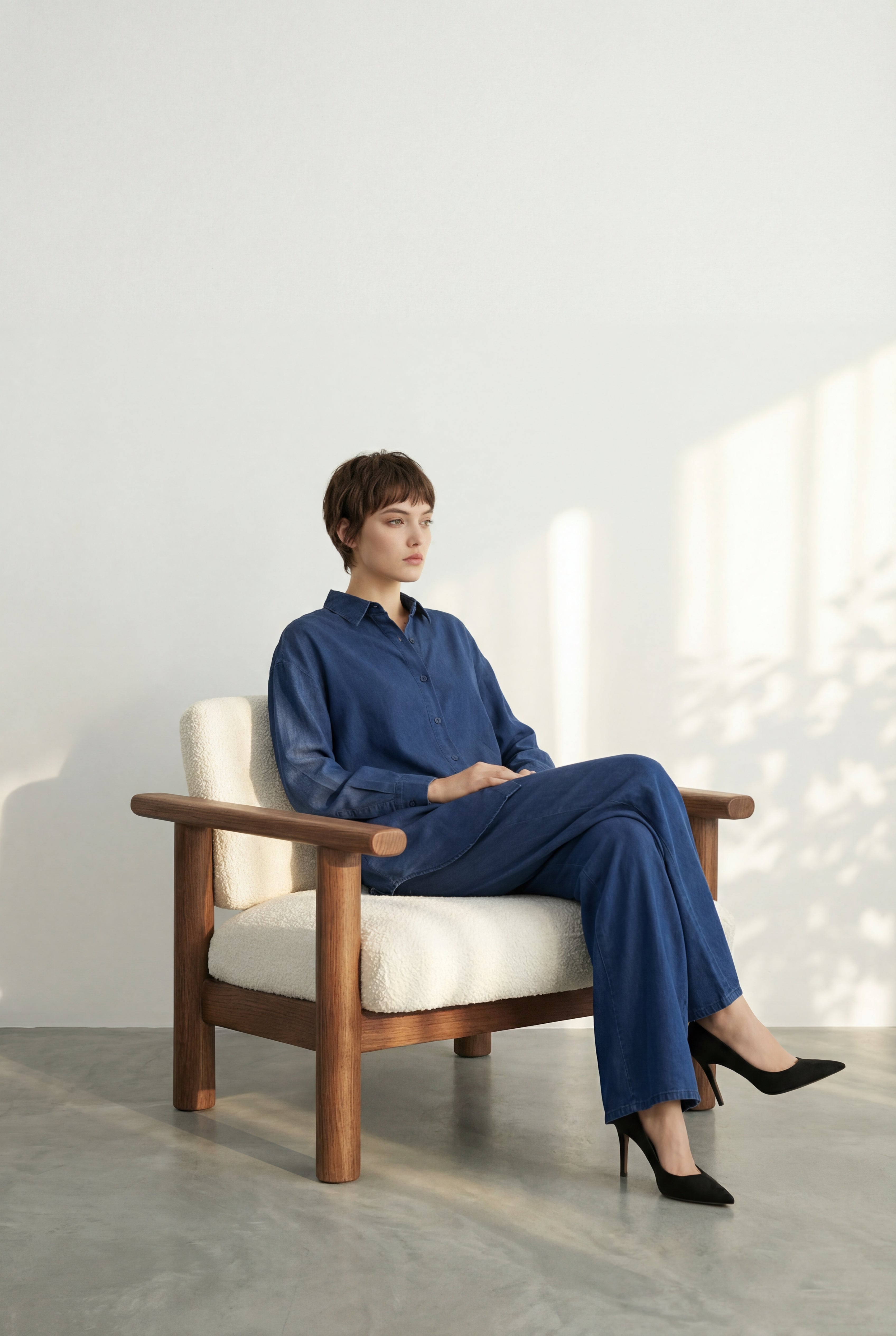 Tensel Kumaş Gömlek Lacivert