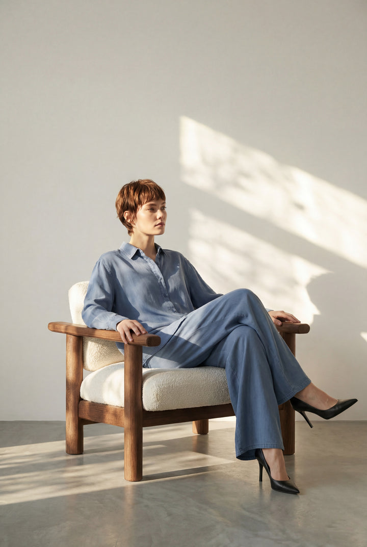 Tensel Kumaş Gömlek İndigo