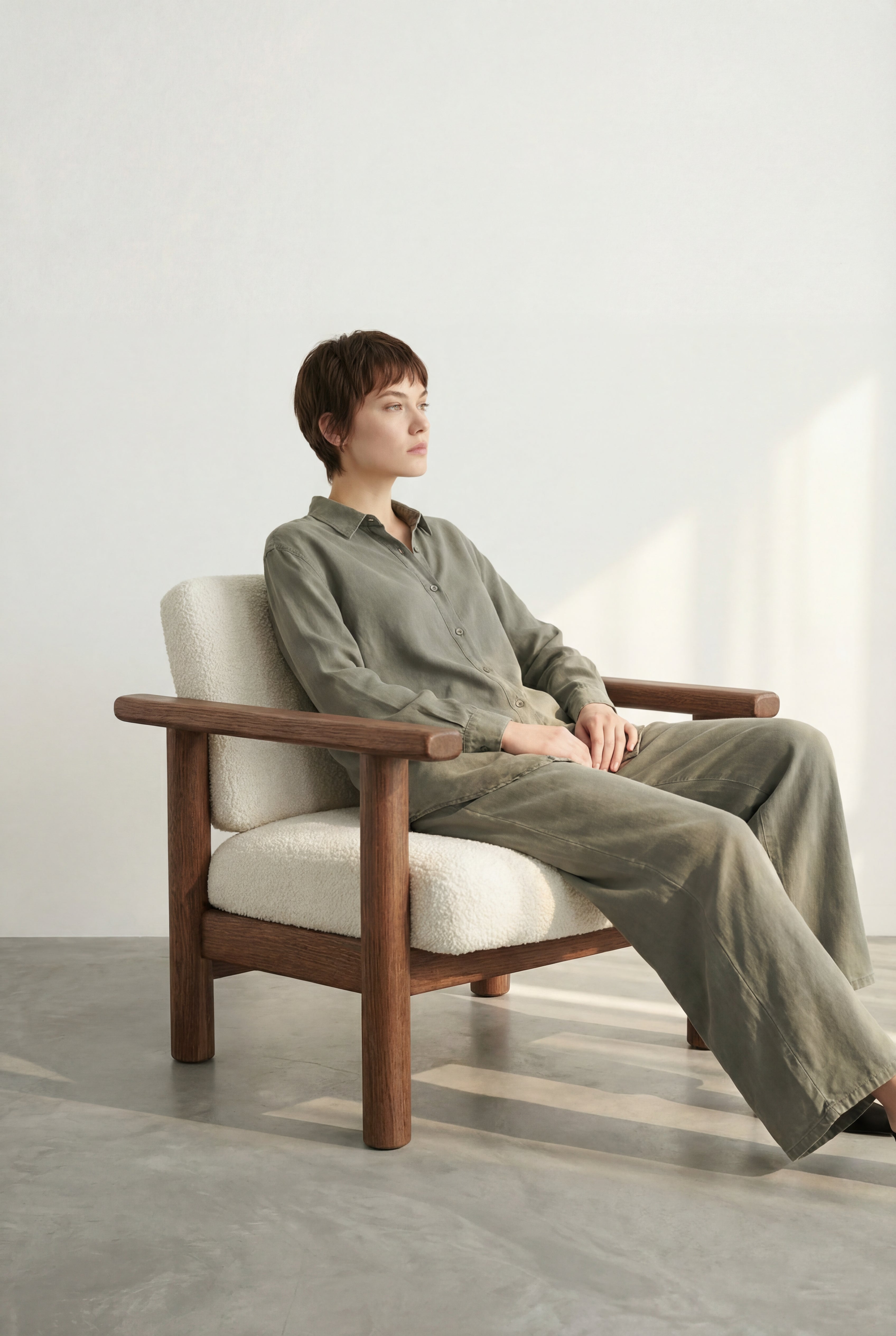 Tensel Kumaş Gömlek Haki