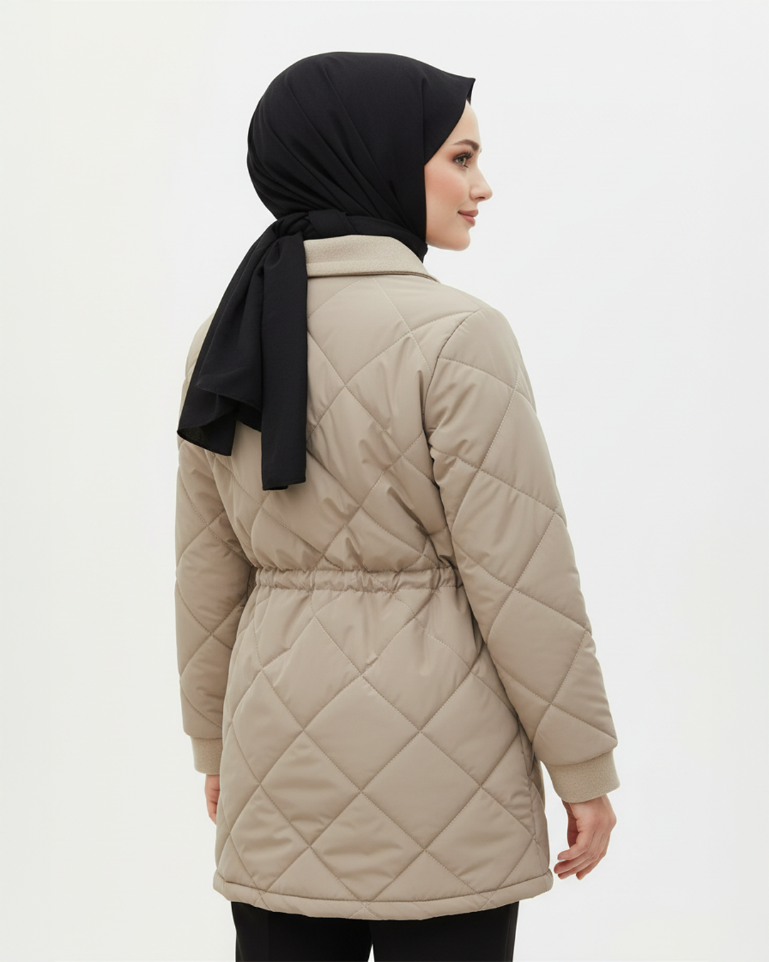 Kaşe Detaylı Kapitone Mont Vizon