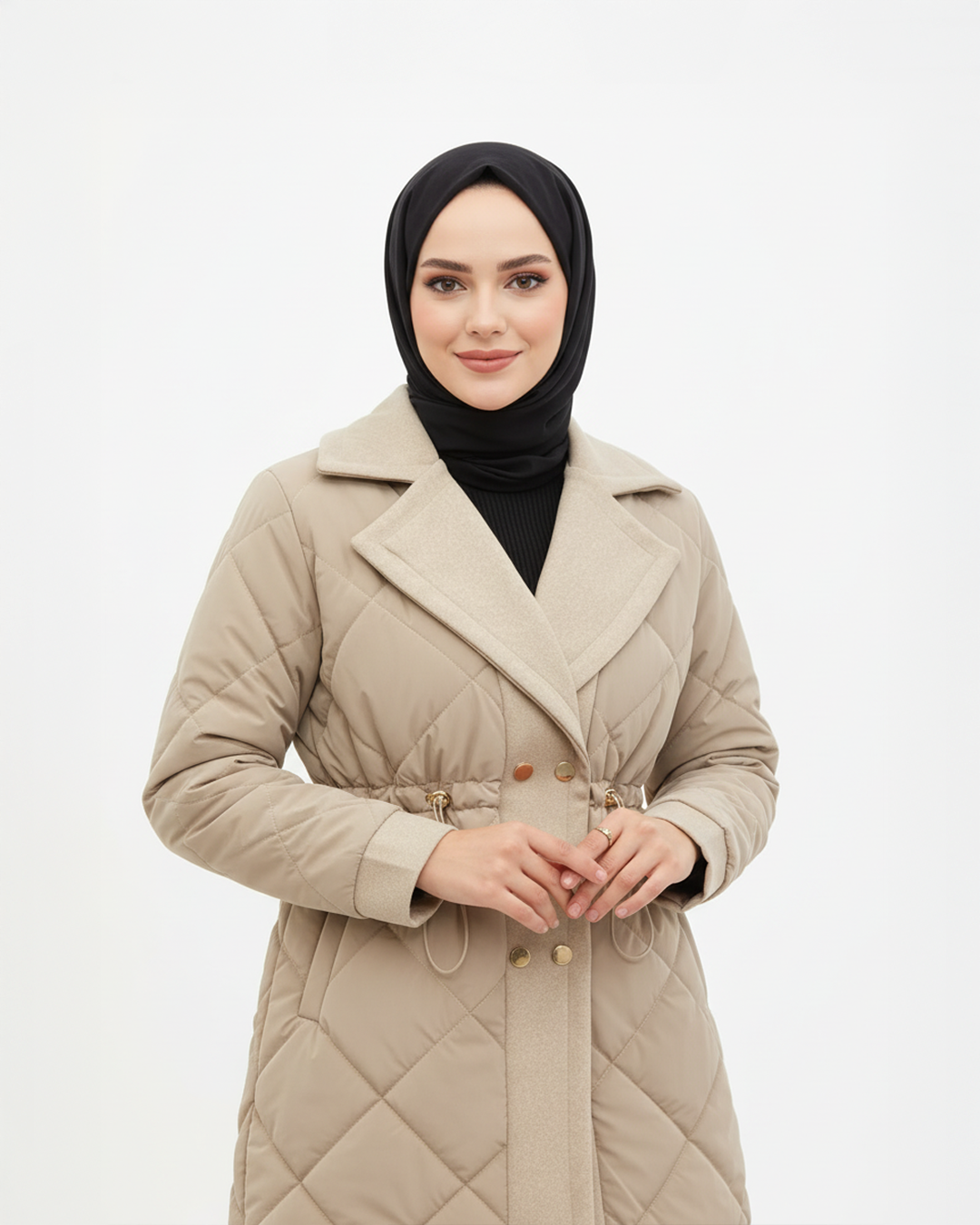 Kaşe Detaylı Kapitone Mont Vizon