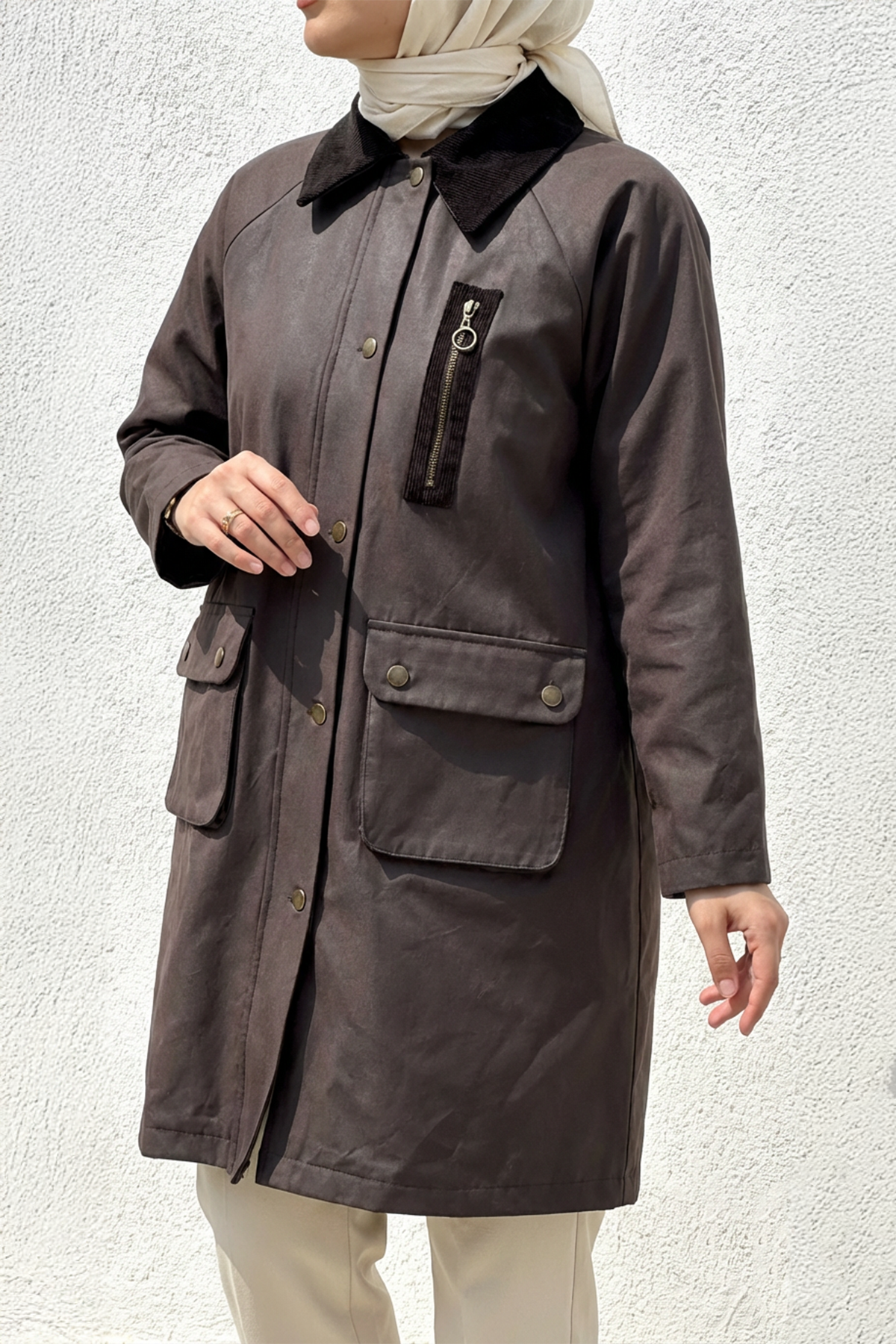 Barbour Kadife Detay Parka Kahve